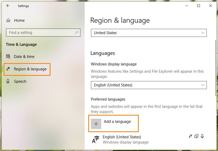Добавить язык в Windows 10