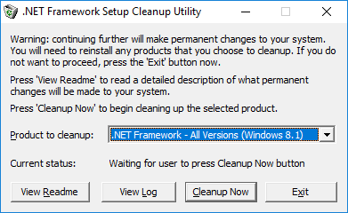 Net Framework setup cleanup utility