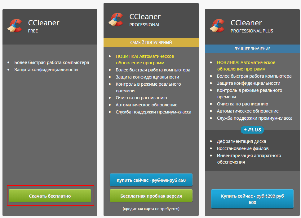 CCLEANER тарифы