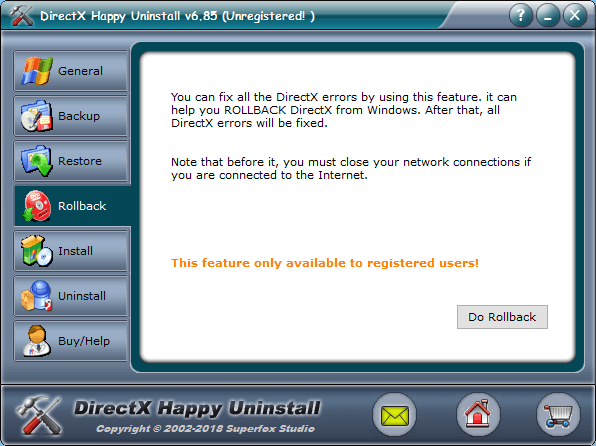 RollBack DirectX Uninstaller