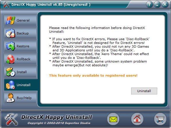 DirectX удаление