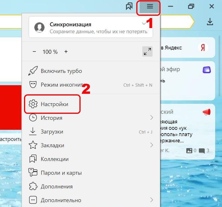 Настройки Yandex Browser