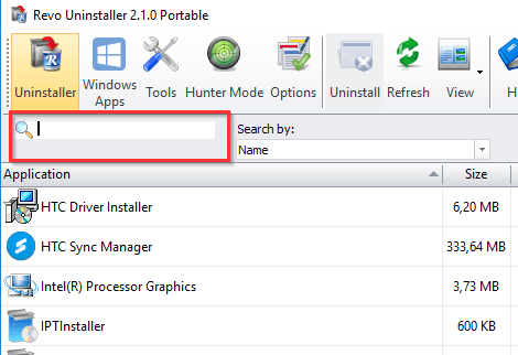 поиск ПО в revo installer