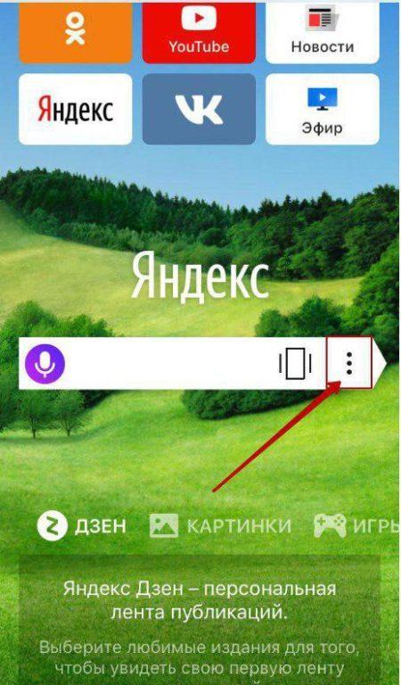 Открыть меню в Яндекс Браузере на iOS можно тем же путем