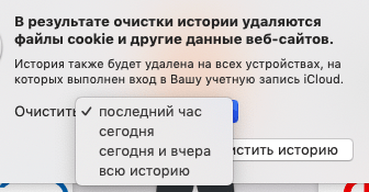 Настройка периода истории, который надо очистить