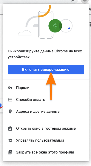Основное меню браузера Google Chrome