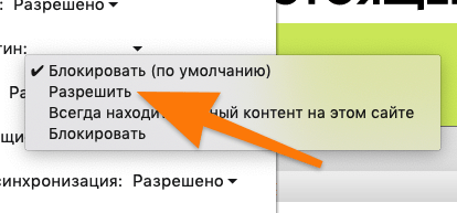 Список опций в настройках Flash-плагина
