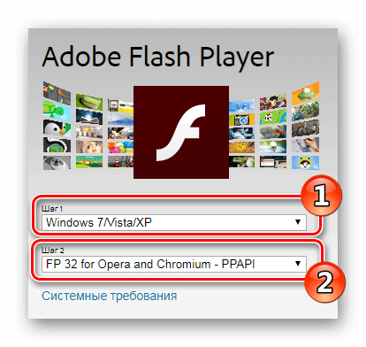Настройки загрузки Flash Player 