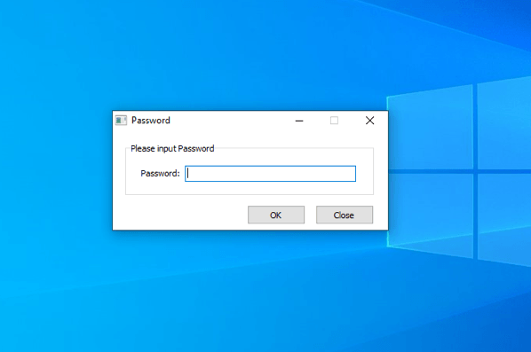 Окно запроса пароля от программы Game Protector
