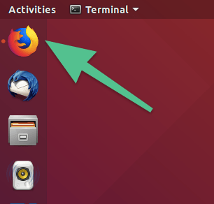 Панель избранных программ и браузер Firefox в Ubuntu