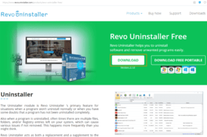 Страница загрузки программы «Revo Uninstaller Free»