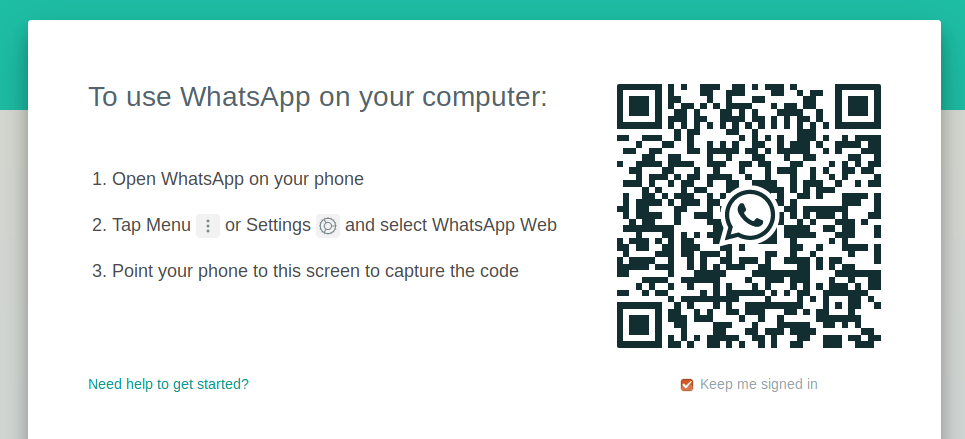 QR-код для подключения мобильной версии WhatsApp к настольной