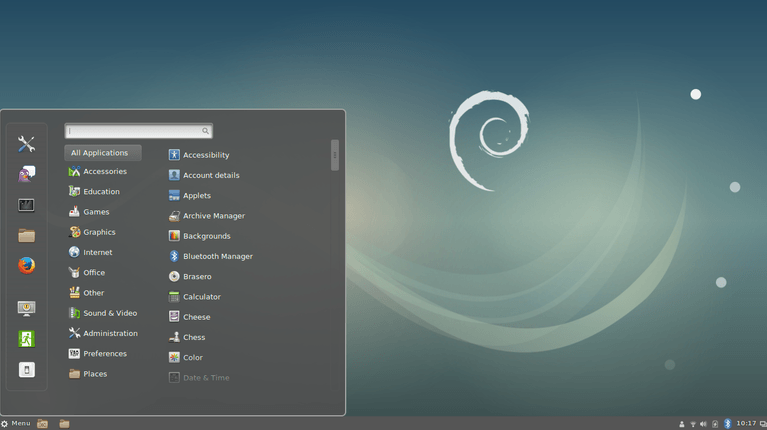 Интерфейс дистрибутива Debian Linux