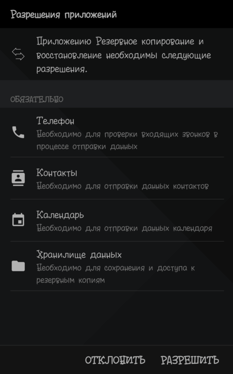 Разрешения приложений на android
