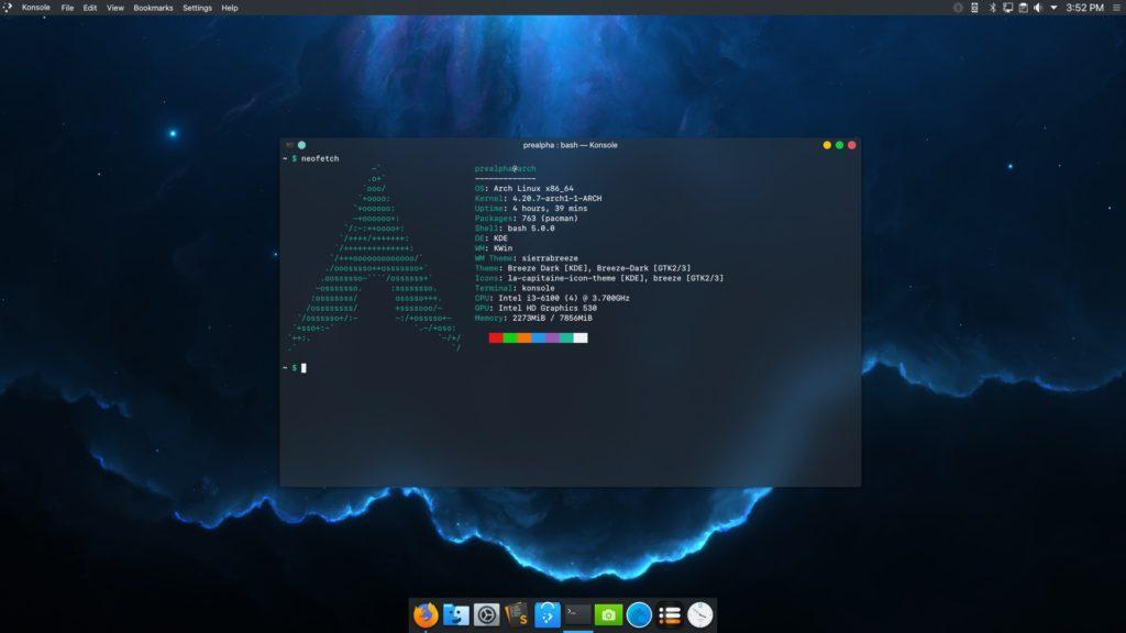 Рабочий стол в Arch Linux