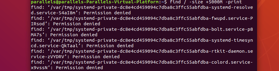 Выдача команды по поиску больших файлов в Linux