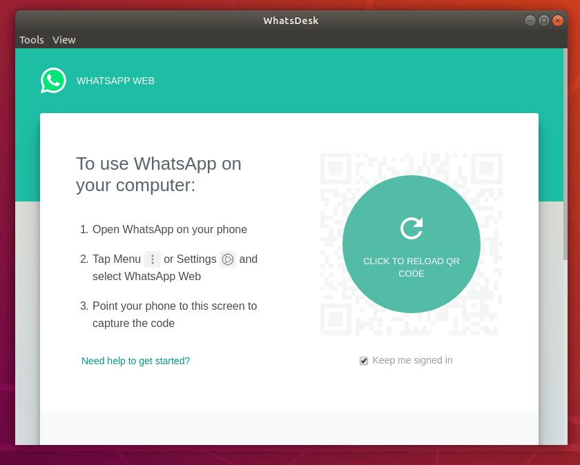 Страница подключения WhatsApp к компьютеру