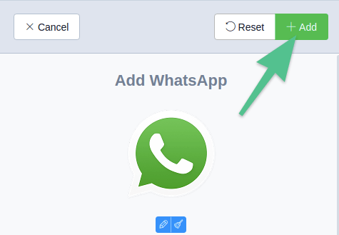 Окно добавления WhatsApp в список активных мессенджеров