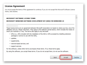 Лицензионное соглашение SDK Windows 10