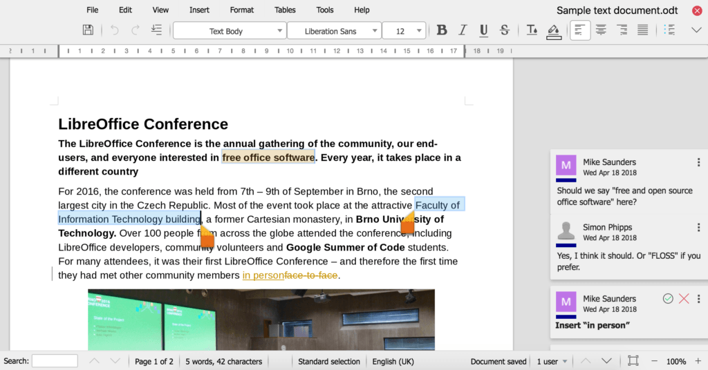 Интерфейс программы LibreOffice