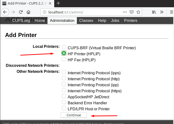 Продолжение настройки принтера в ОС Linux