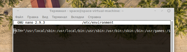 Содержимое файла /etc/environment