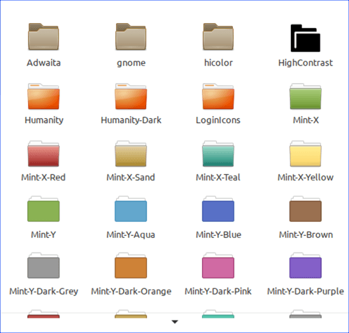 Варианты окраски папок в Linux Mint
