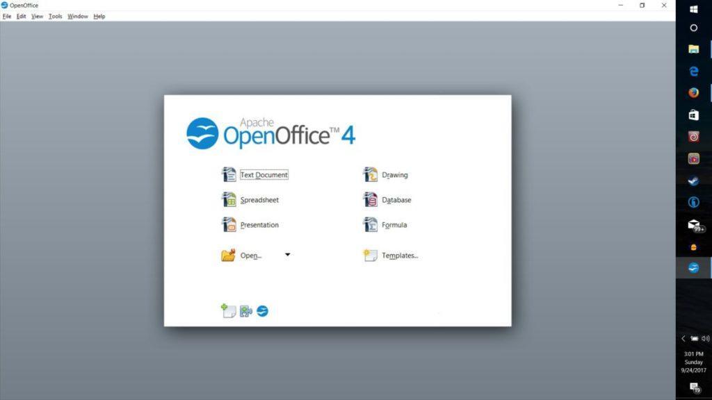 Стартовый экран OpenOffice
