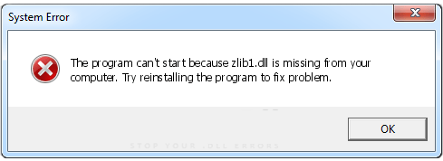Сообщение об ошибке файла «zlib1.dll» в Windows