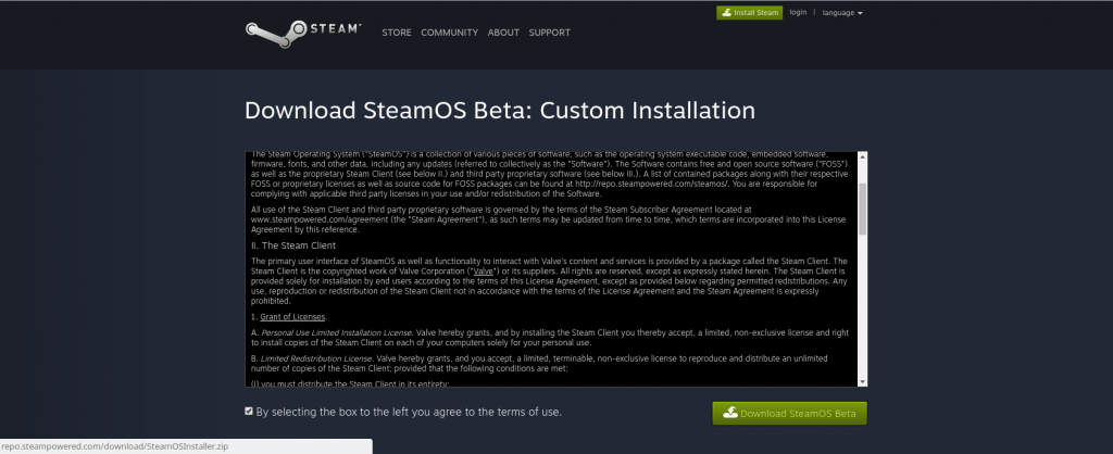 Окно загрузки Steam для Windows