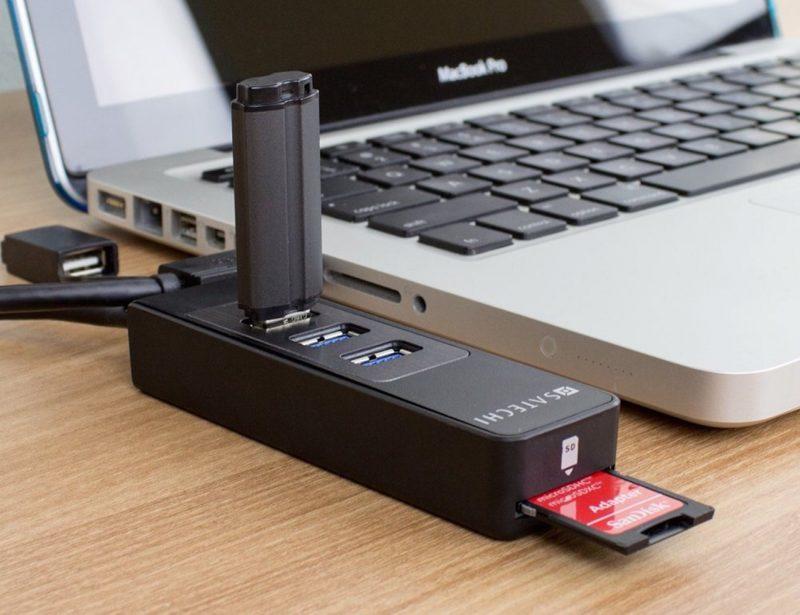 Подключение флешки через USB-хаб
