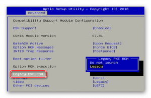 Load legacy option rom в биосе что это dell