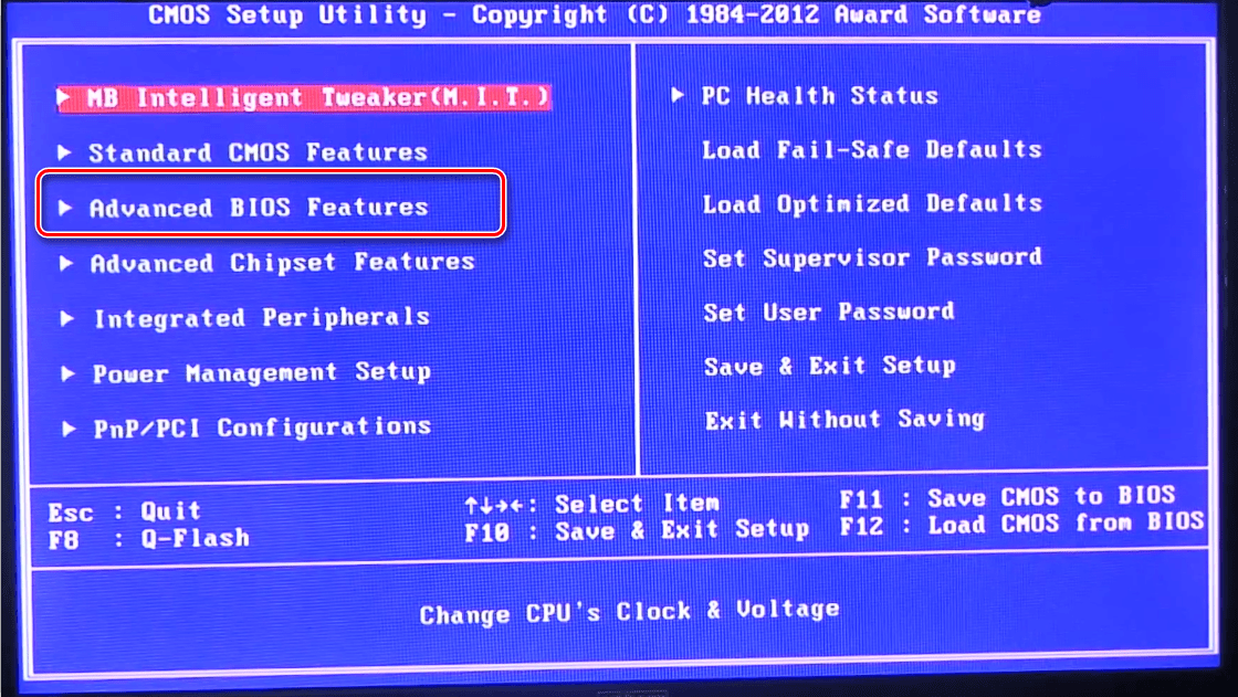 Advanced BIOS Features