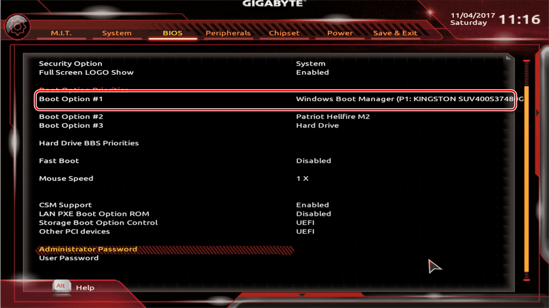 Приоритет загрузки на Gigabyte