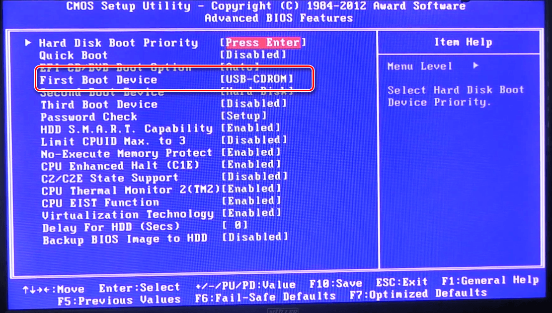 First Boot Device