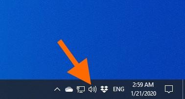 Меню быстрых настроек звука в Windows 10