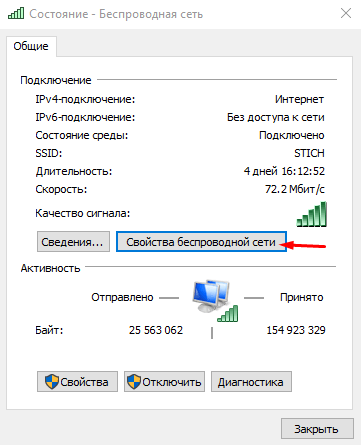 Включение функции FIPS через свойства беспроводной сети