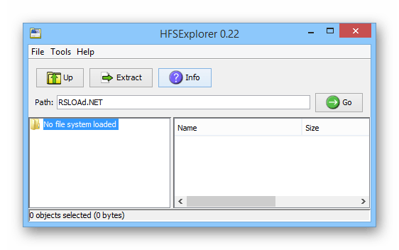 Интерфейс HFSExplorer