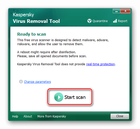 Проверка на вирусы Kaspersky Virus Removal Tool