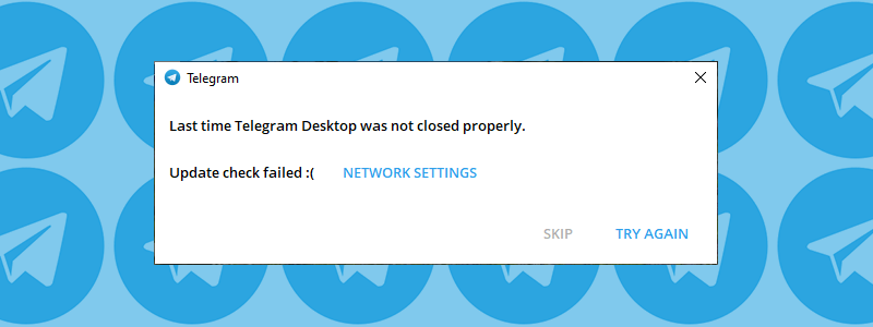 Ошибка update check failed в Telegram
