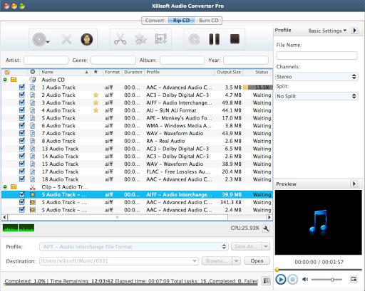 конвертер аудио на ноутбук Xilisoft Audio Converter Pro
