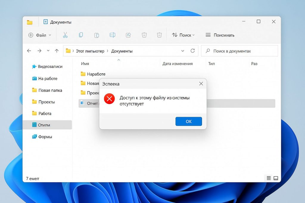 Доступ к этому файлу из системы отсутствует — как решить проблему в Windows 11